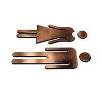 P Prettyia Calcomanías de WC para Hombre Y Mujer, Letreros de Baño, Placa de Señalización para Baño, Baño - Bronce, Individual