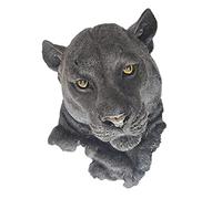 P Prettyia Estatua de cabeza de animal realista, artesanías de resina sintética de montaje en pared, escultura de cabeza de animales salvajes en 3D para granja, - Pantera negra