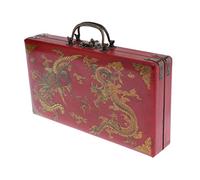 P Prettyia Estuche de Almacenamiento de Joyas de Madera Tallado de Caligrafía China Antigua Joyero Organizador de Collar Pendientes