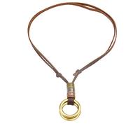 P Prettyia Longitud de La Circunferencia Cordón de Cuero Ajustable Soporte para Correa de Gafas Círculo Doble Collar Colgante - marrón, Tal como se Describe