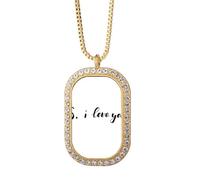 P.S. - Collar con colgante de cristal dorado con cita "I Love You"