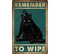 P ster de gato negro divertido de Bestylez Remember to Wipe, letrero de ba o vintage con gato, decoraci n de aluminio 12 8 032