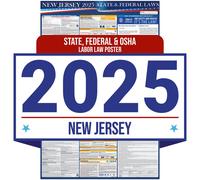 P ster de las leyes laborales estatales y federales de Nueva Jersey de 2024. Cumple con las normas de OSHA en el lugar de trabajo. Incluye actual
