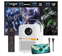 P10 Mini Proyecto con WiFi + Bluetooth,400 ANSI 1280 * 720P Proyecto Portátil con Altavoz Integrado,Android 10,Videoproyector para Cine en casa,Portable Projector para TV/teléfono/Ordenador portátil
