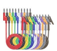 P1037 10 Uds Cable de prueba 4mm conector Banana apilable pinza de cocodrilo Cable Flexible 3,3 pies/1m for pruebas eléctricas multímetro