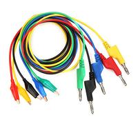 P1044 Lote De 5 Cables De Prueba Multimetro Apilables Enchufe Plano Con Clip Cable Silicona Flexible Para Medici¨n Y Reparaci¨n Electr¨nica