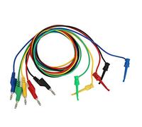 P1045 5Pcs Stackable Banana Plug Test Leads | 4mm 1m Sturdy Cable | Replacement for Multimeters/Electronics Testing | 500V 5A Secure Voltage