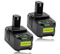 P108 Batería de 18 V y 5,5 Ah para Ryobi 18 V RB18L50 RB18L40 RB18L25 RB18L15 P108 P107 P105 P104 Batería para Ryobi con LED (2* baterías de 18 voltios y 5,5 Ah.)