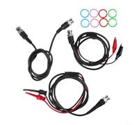 P1260 BNC macho a BNC Cable coaxial Kit de cables de prueba para laboratorio y uso en campo con clip de cocodrilo y gancho de prueba, impedancia de PVC 50ohm, clasificación 5A 500V, longitud