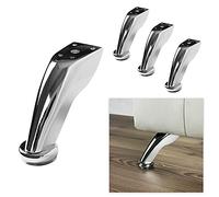 P17 - Lisbona | Juego de 4 Patas + 16 Tornillos | Acabado: Cromo Pulido | Altura: 9 cm | Patas para sofás, Muebles, armarios, sillones | Patas de Metal para Muebles