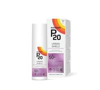 P20 Crema solar SPF 50+, Urban Shield, protección hasta 10 h, tecnología de triple protección, antioxidante con vitamina C + E, resistente al agua y vegana