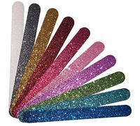 P2P Nails Tiras de lima de uñas coloridas con purpurina, pulidores de uñas para manicura y pedicura, limas de doble cara para dar forma y suavizar las uñas de los pies y las uñas (regular, 10)