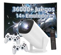 P30 MAX Mini proyector,36000+ Juegos,14 emuladores,WiFi 2,4G+5G y Bluetooth Smart Projectors, proyector P30MAX 1280 * 720P con WiFi y Bluetooth y 2 mandos inalámbricos, Android 11 (Mando Blanco)