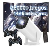 P30 MAX Mini proyector,36000+ Juegos,14 emuladores,WiFi 2,4G+5G y Bluetooth Smart Projectors, proyector P30MAX 1280 * 720P con WiFi y Bluetooth y 2 mandos inalámbricos, Android 11 (Mando Negro)