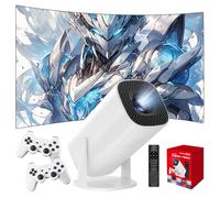 P30 MAX Proyector Inteligente Portátil con WiFi y Bluetooth, Consola de Juegos con 36000+ Juego y 14 Emuladore, 1280 * 720P, Proyector Inalámbrico Android 11 para Cine en Casa y Exteriores (Blanco)