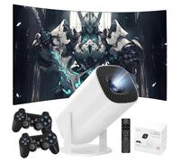 P30 MAX Proyector Inteligente Portátil con WiFi y Bluetooth, Consola de Juegos con 36000+ Juego y 14 Emuladore, 1280 * 720P, Proyector Inalámbrico Android 11 para Cine en Casa y Exteriores (Negro)