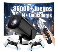 P30 Ultra Mini proyector,36000+ juegos, 14 emuladores, WIFI 2.4G+5G y Bluetooth. Proyector portátil inteligente, proyectores GAME 1280*720P con 2 mandos inalámbricos, Android 11, para juegos y acampad