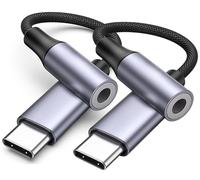 P37 Adaptador de Auriculares a USB C con Chip DAC. Paquete con 2 Adaptador USB-C a Jack de 3,5 mm Compatible con iPhon 15, 16, Galaxy, Mac Book, iPad, Pixel, Xiaomi, Redmi, Note OPPO, Oneplus