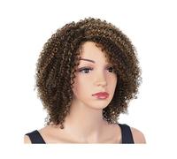 P4/27/30 Ombre Highlight Afro Kinky Curly Peluca de cabello humano rubio miel sin pegamento Peluca Añade volumen al cabello (35,5 cm)