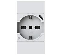 P40 USB3.0 - Toma de corriente schuko tipo P40 con fuente de alimentación USB de 3 A con conector tipo C compatible con Bticino Living Now, color blanco