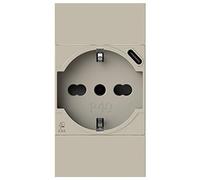 P40 USB3.0 - Toma de corriente schuko tipo P40 con fuente de alimentación USB de 3 A con conector tipo C compatible con Bticino Living Now