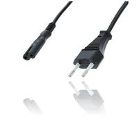 P4Y Cable de alimentación 3m C7/C8, 2 Clavijas Ocho, Negro, 2x0,75mm² 6A Tipo 60227 IEC 52 - Cable Universal para televisores, impresoras, DVD, Consolas PS2/PS3/PS4/PS5 Xbox y electrodomésticos