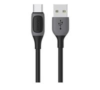P4Y Cable USB Tipo-C US-SJ596 para carga y transferencia de datos 3A transferencia de datos hasta 480 Mbps - Material: Aluminio + TPE + nylon Jelly series 1m Negro