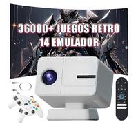 P50 MAX Proyector Inteligente Portátil con WIFI y Bluetooth, Consola de Juegos con 36000+ Juego y 14 Emuladore, 400 ANSI, 1080P, Proyector Inalámbrico Android 11 para Cine en Casa y Exteriores(Blanco)