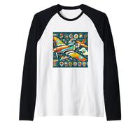 P51 Mustang WW2 Avión de Combate Infografías Camiseta Manga Raglan