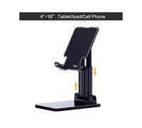 (P7 Nero) Supporto da tavolo per tablet, girevole a 360, regolabile in altezza, pieghevole