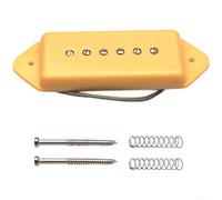 P90 - Pastilla de bobina única Alnico 2 imanes negro, blanco y amarillo, cuello para posición de puente para guitarra eléctrica, tono cálido, 50 mm, 52 mm, espacio entre postes (puente amarillo)