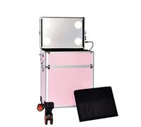 P9IDEDFH 4 in 1 Rolling Makeup Artist Trolley Travel Cosmetic Removable Wheels with LED Light 10 Level Lift dimming Professional Artist Box,36x25x64cm (Black 36x25x54cm)