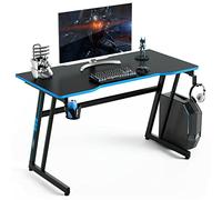 P9IDEDFH 47.5" Gaming Table Z Shape Computer Desk with Adjustable Feet Blue Computer Desk (D 47.5"x23.5"x 29")