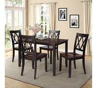 P9IDEDFH 5 Piece Dining Table and Chair Set Home Kitchen Wooden Dining Table 1 Table + 4 Chairs Black/White (Color : E, Size : As Shown) (E As Shown)