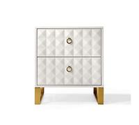 P9IDEDFH Bedside Table - Table 2-Drawer Wood Nightstand White Simple Wrought Iron White Mini Narrow Cabinet Storage Locker Bedside Drawer