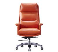 P9IDEDFH Chair Leather Office Chair Computer Chair Home Comfortable Modern Minimalist Boss Chair Business Executive Chair Cowhide Chair (Color : Orange)