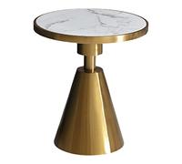 P9IDEDFH Corner Table Living Room Balcony Small Round Table Stainless Steel Small Coffee Table Side Table (Color : Gold+White)