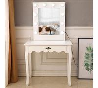 P9IDEDFH Dressing Table FCH Large Square Solid Wood Feet with Bulb Cold Light Dressing Table White (D (31.5x17.72x27.56)