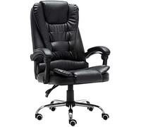 P9IDEDFH Executive Chair Computer Chair PU Leather High Back Computer Chair with Footrest Reclining Boss Chair Thick Cushion Ergonomic Executive Swivel Office Chair(Color:Black)