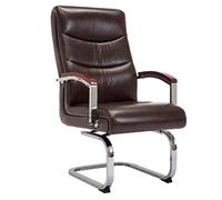 P9IDEDFH Executive Chair Faux Leather Bow Steel Feet Base and Stable High Back Large Seat Ergonomic Office Chair (Color : Beige Size : PU)