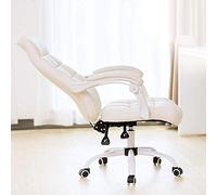 P9IDEDFH Executive Computer Office Chair with Linkage Armrest PU Leather Lift Chair Ergonomics High Back Black Adjustable Armchair Tilt Lock Function Swivel Recliner (Color : White)