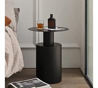 P9IDEDFH Iron Bedside Table Bedroom Bedside Storage Table Small Side Table Corner Table (Color : Black)