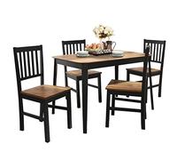 P9IDEDFH Juego de mesa de comedor de mediados de siglo de 5 piezas, 4 sillas con patas de madera, muebles de cocina (D como se muestra)