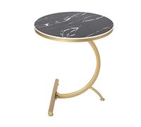 P9IDEDFH Mesa auxiliar de sofá para sala de estar, mesa auxiliar para balcón, mesa redonda pequeña de hierro forjado (color: negro)
