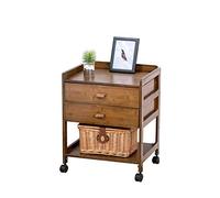 P9IDEDFH Mesa de centro extraíble de bambú con estante de ruedas para sala de estar, armario lateral, sofá, cama, mesita de noche