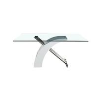 P9IDEDFH Mesa de comedor rectangular con parte superior de cristal para el hogar, mesa de comedor rectangular (negro o blanco) (Color: E, tamaño: 63 x 35.4 x 29.9 pulgadas) (E 63 x 35.4 x 29.9