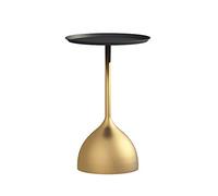 P9IDEDFH Mesa de té pequeña para sala de estar, sofá, mesa auxiliar de hierro dorado, mesa redonda pequeña de esquina (color: azul + dorado) (dorado + negro)