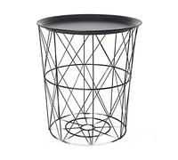 P9IDEDFH Mesita de noche de hierro minimalista de metal pequeña mesa de dormitorio personalidad pequeña mesa de café (color: negro + negro Tamaño: M)