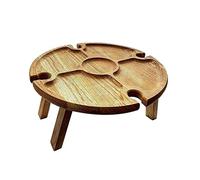 P9IDEDFH Outdoor Folding Picnic Table with Glass Holder Round Foldable Desk Wine Glass Rack Collapsible Table Garden (D 1)