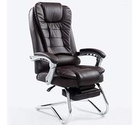 P9IDEDFH Reclining Computer Chair Home Bow Chair Office Chair Boss Chair Conference Chair Cowhide Massage Chair Seat (Color : Cowhide-Brown with footrest)